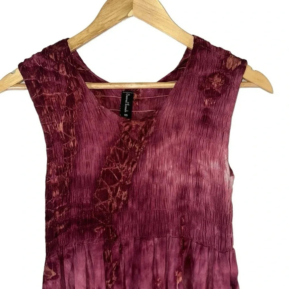 Sacred Threads Tie Dyed Rayon Sleeveless Midi Sun Dress Boho Gypsy Hippie - Picture 4 of 8